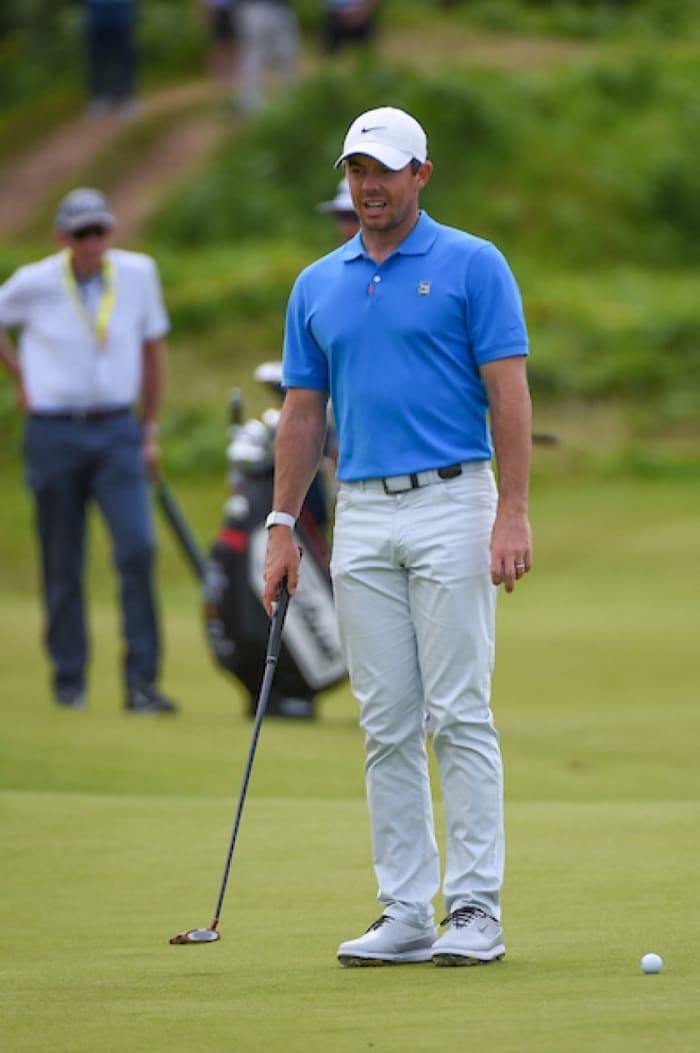 Rory McIlroy, surveying the 2nd green at Royal Portrush during a practice round Tuesday, says he wants to ‘give myself permission’ to win another major title.